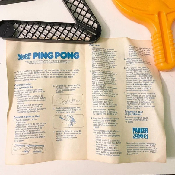 Vintage 1987 Nerf Ping Pong Table Tennis With Instructions and Original Box - Picture 8 of 12